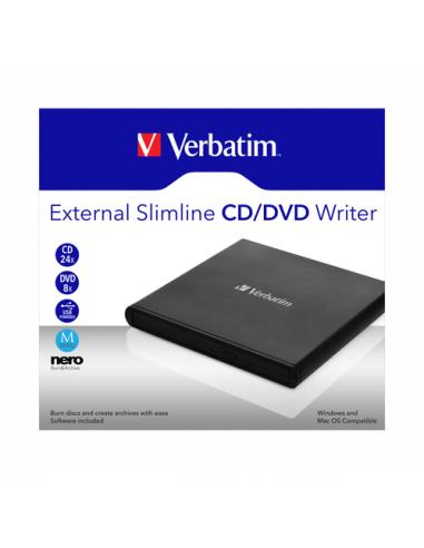 Verbatim External Slimline CD/DVD Writer unidad de disco óptico DVD±RW Negro
