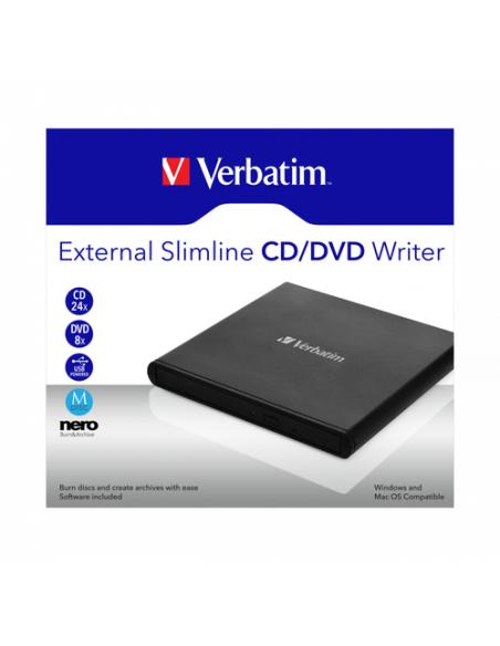 Verbatim External Slimline CD/DVD Writer unidad de disco óptico DVD±RW Negro
