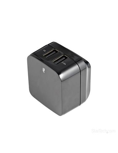 StarTech.com Cargador de Pared USB de 2 Puertos para Tablets Smartphones - Cargador de Alta Potencia para Viajes