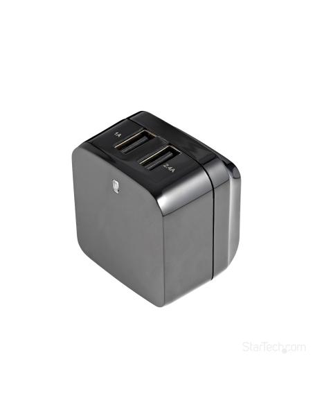 StarTech.com Cargador de Pared USB de 2 Puertos para Tablets Smartphones - Cargador de Alta Potencia para Viajes