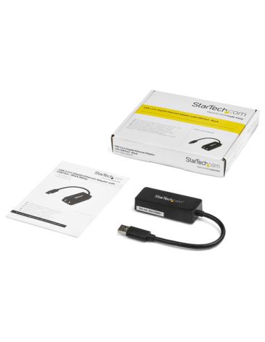 StarTech.com Adaptador Tarjeta de Red NIC Externa USB 3.0 de 1 Puerto Gigabit Ethernet RJ45 y Puerto USB - Negro