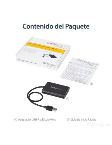 StarTech.com Adaptador Gráfico Externo USB 3.0 a DisplayPort Doble 4K60 DisplayLink - Cable Conversor USB 3.0 a DP de Vídeo