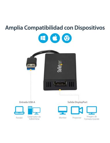 StarTech.com Adaptador USB 3.0 a DisplayPort 4K Ultra HD - Certificado por DisplayLink - Convertidor de Vídeo con Tarjeta Gráfic
