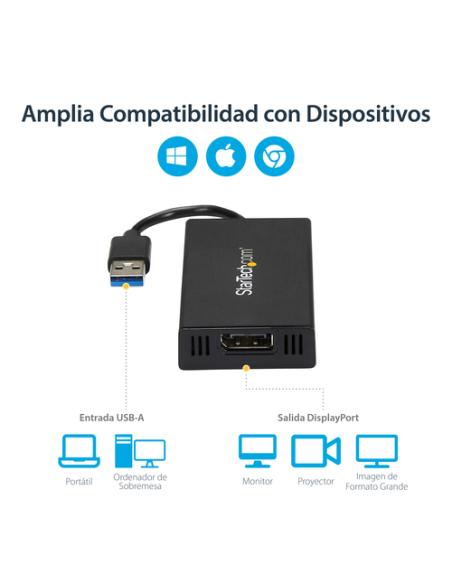 StarTech.com Adaptador USB 3.0 a DisplayPort 4K Ultra HD - Certificado por DisplayLink - Convertidor de Vídeo con Tarjeta Gráfic