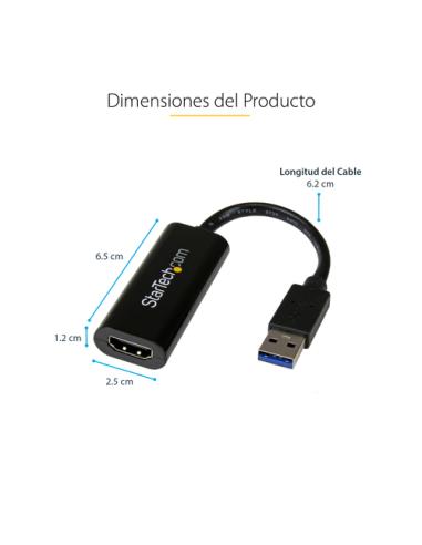 StarTech.com Adaptador USB 3.0 a HDMI - 1080p (1920x1200) - Adaptador Conversor Compacto de USB-A a HDMI para Monitor - Adaptado