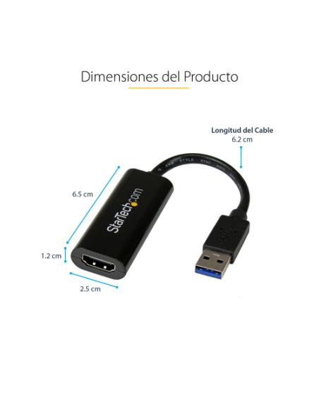 StarTech.com Adaptador USB 3.0 a HDMI - 1080p (1920x1200) - Adaptador Conversor Compacto de USB-A a HDMI para Monitor - Adaptado