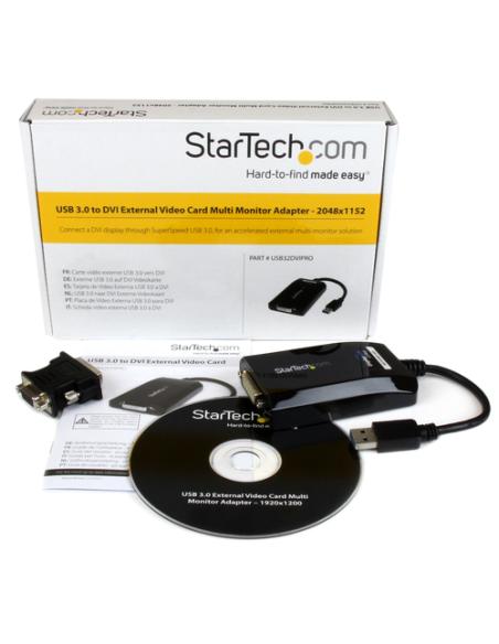 StarTech.com Cable Adaptador USB 3.0 a DVI / VGA - 2048x1152 - Adaptador Gráfico Externo de Vídeo - Convertidor Externo de Vídeo
