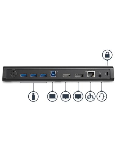 StarTech.com Docking Station USB 3.0 para 2 Monitores HDMI y DisplayPort 4K - USB 3.0 a 4x USB-A, Ethernet, HDMI y DP - Replicad