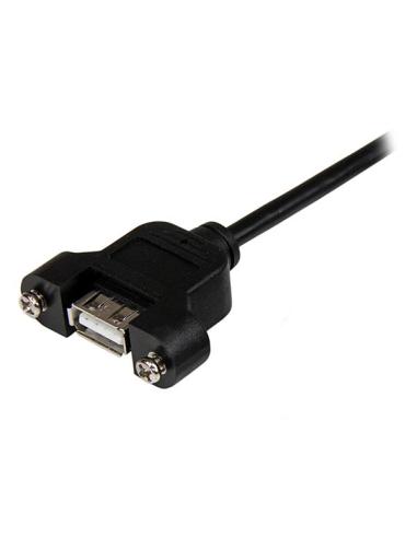 StarTech.com Cable Alargador de 30cm USB 2.0 para Montar Empotrar en Panel - Extensor Macho a Hembra USB A - Negro