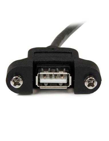 StarTech.com Cable Alargador de 30cm USB 2.0 para Montar Empotrar en Panel - Extensor Macho a Hembra USB A - Negro