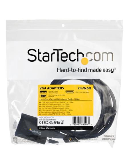 StarTech.com Cable de 2m Adaptador VGA a HDMI - Alimentado por USB - 1080p