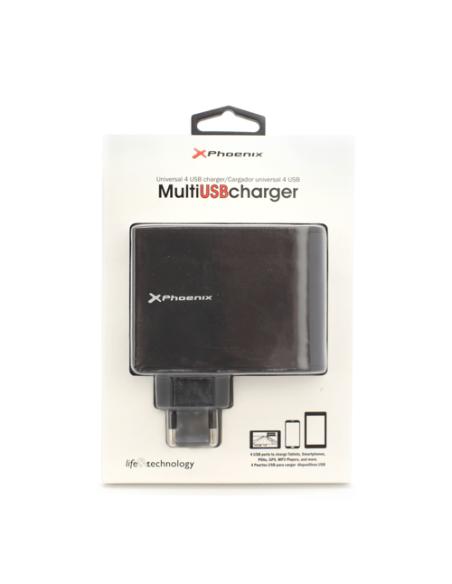 Phoenix Technologies PHMULTIUSBCHARGER cargador de dispositivo móvil Universal Negro Corriente alterna Interior
