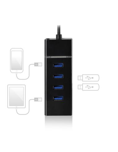 Ewent EW1137 hub de interfaz USB 3.2 Gen 1 (3.1 Gen 1) Type-C 5000 Mbit/s Negro