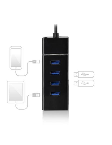 Ewent EW1137 hub de interfaz USB 3.2 Gen 1 (3.1 Gen 1) Type-C 5000 Mbit/s Negro