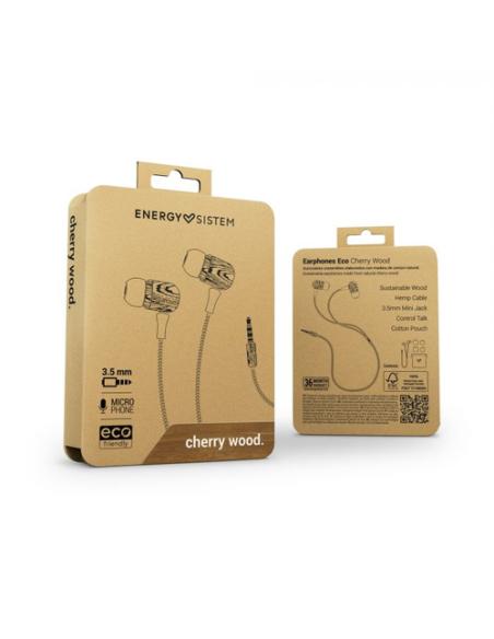 Energy Sistem Eco Cherry Wood Auriculares Alámbrico Dentro de oído Música Madera