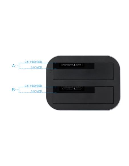 TooQ TQDS-805G base de conexión para disco duro USB 3.2 Gen 1 (3.1 Gen 1) Type-B Aluminio