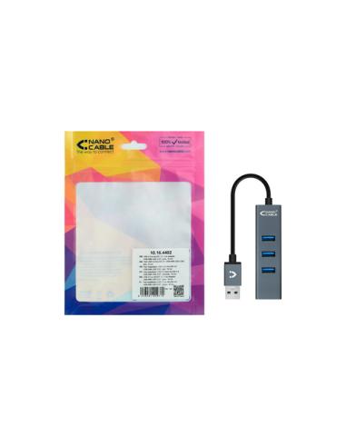 Nanocable USB 3.0 4xUSB3.0. USB-A/M-USB 3.0/H, Gris, 10 cm