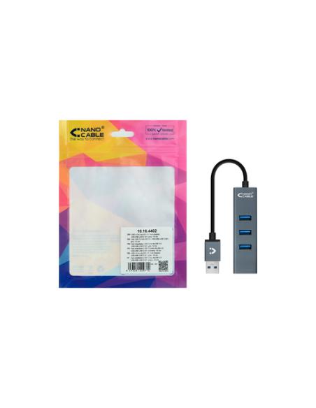 Nanocable USB 3.0 4xUSB3.0. USB-A/M-USB 3.0/H, Gris, 10 cm