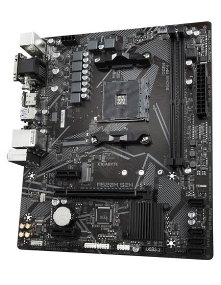 GIGABYTE Placa base A520M S2H - Soporta CPUs AMD Ryzen serie 5000 AM4, VRM digital puro de 4+3 fases, hasta 5100MHz DDR4 (OC), P