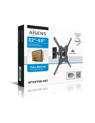 AISENS Soporte ECO giratorio, inclinable para monitor/TV 30kg (2 Pivotes) de 32-55, Negro