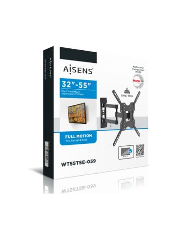 AISENS Soporte ECO giratorio, inclinable para monitor/TV 30kg (3 Pivotes) de 32-55, Negro