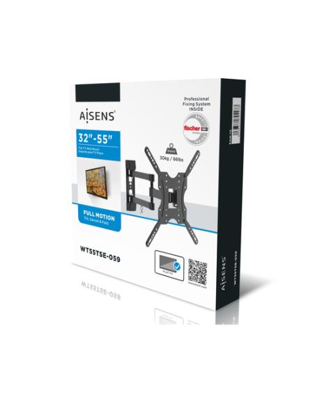 AISENS Soporte ECO giratorio, inclinable para monitor/TV 30kg (3 Pivotes) de 32-55, Negro
