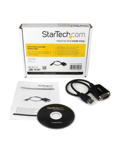 StarTech.com Cable 0,3m USB a Puerto Serie Serial RS232 DB9 con Retención del Puerto de Asignación COM