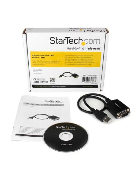 StarTech.com Cable 0,3m USB a Puerto Serie Serial RS232 DB9 con Retención del Puerto de Asignación COM