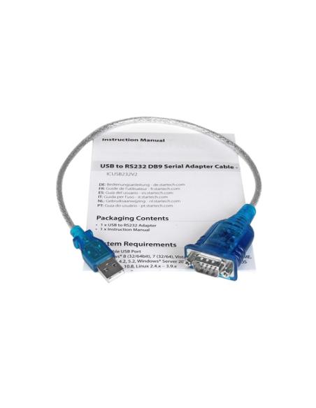 StarTech.com Cable Adaptador USB a Serie RS232 de 1 Puerto Serial DB9 - Macho a Macho