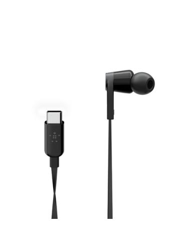 Belkin ROCKSTAR Auriculares Alámbrico Dentro de oído Llamadas/Música USB Tipo C Negro