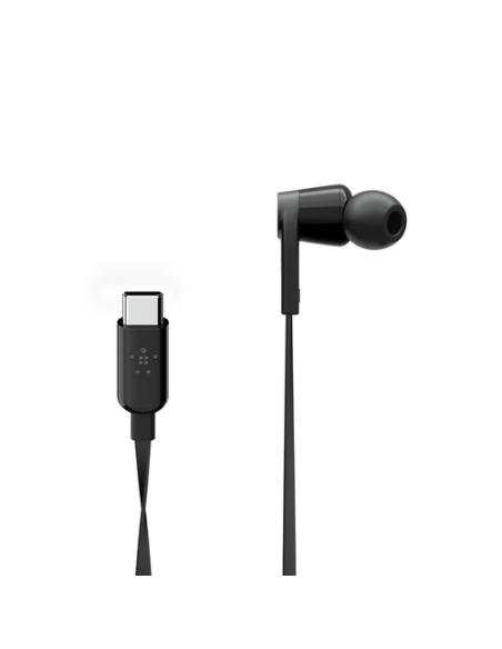 Belkin ROCKSTAR Auriculares Alámbrico Dentro de oído Llamadas/Música USB Tipo C Negro