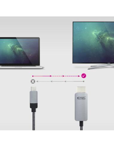 Nanocable 10.15.5102 adaptador de cable de vídeo 1,8 m USB Tipo C HDMI Aluminio, Negro