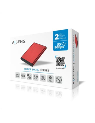 AISENS Caja Externa 2,5" ASE-2525RED 9.5mm SATA a USB 3.0/USB3.1 Gen1, Rojo
