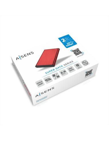 AISENS Caja Externa 2,5" ASE-2525RED 9.5mm SATA a USB 3.0/USB3.1 Gen1, Rojo