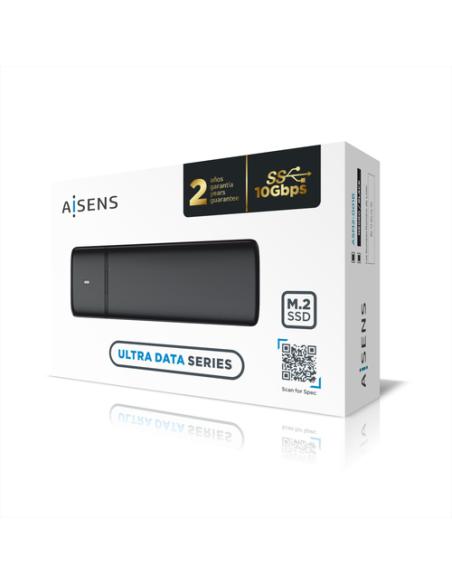 AISENS Caja Externa M.2 (NGFF) ASM2-001B SATA/NVME a USB3.1/USB3.2 Gen2, Negra