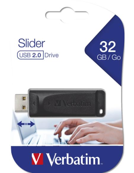 Verbatim Slider - Unidad USB de 32 GB - Negro