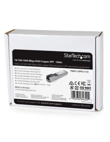 StarTech.com Módulo Transceptor SFP Compatible con el Modelo SFP-GE-T de Cisco - 1000BASE-T - SFP a RJ45 Cat6 / Cat5e - 10/100/1