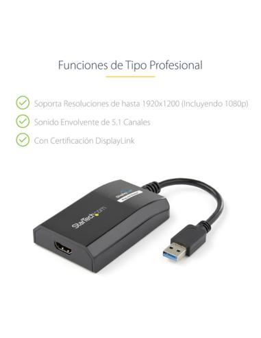 StarTech.com Adaptador USB 3.0 HDMI - Certificado con DisplayLink - 1920x1200