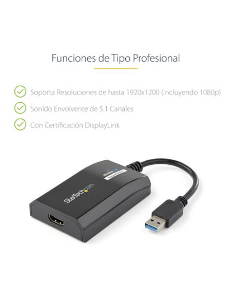 StarTech.com Adaptador USB 3.0 HDMI - Certificado con DisplayLink - 1920x1200
