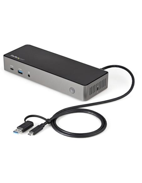 StarTech.com Docking Station USB-C y USB-A 10Gb - Replicador de Puertos Híbrido Universal para 3 Monitores DisplayPort y HDMI 4K