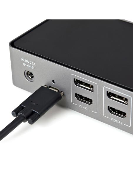 StarTech.com Docking Station USB-C y USB-A 10Gb - Replicador de Puertos Híbrido Universal para 3 Monitores DisplayPort y HDMI 4K