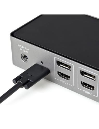 StarTech.com Docking Station USB-C y USB-A 10Gb - Replicador de Puertos Híbrido Universal para 3 Monitores DisplayPort y HDMI 4K
