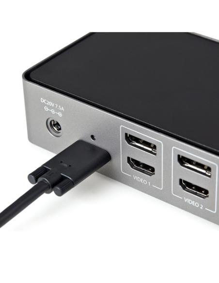StarTech.com Docking Station USB-C y USB-A 10Gb - Replicador de Puertos Híbrido Universal para 3 Monitores DisplayPort y HDMI 4K