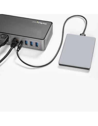StarTech.com Docking Station USB-C y USB-A 10Gb - Replicador de Puertos Híbrido Universal para 3 Monitores DisplayPort y HDMI 4K