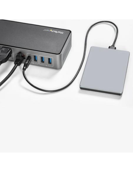 StarTech.com Docking Station USB-C y USB-A 10Gb - Replicador de Puertos Híbrido Universal para 3 Monitores DisplayPort y HDMI 4K