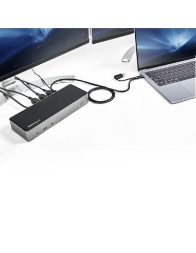 StarTech.com Docking Station USB-C y USB-A 10Gb - Replicador de Puertos Híbrido Universal para 3 Monitores DisplayPort y HDMI 4K