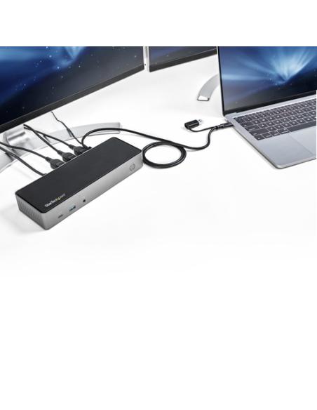 StarTech.com Docking Station USB-C y USB-A 10Gb - Replicador de Puertos Híbrido Universal para 3 Monitores DisplayPort y HDMI 4K