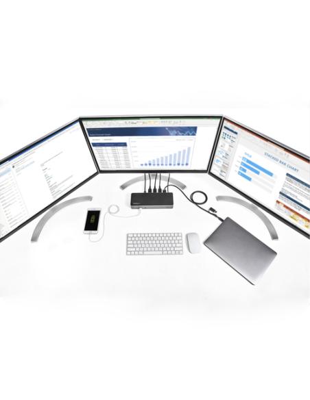 StarTech.com Docking Station USB-C y USB-A 10Gb - Replicador de Puertos Híbrido Universal para 3 Monitores DisplayPort y HDMI 4K