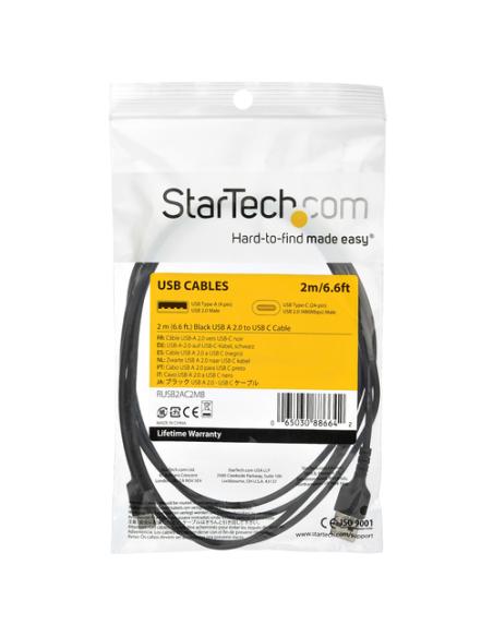 StarTech.com Cable de Carga USB-A a USB-C de 2m - Cable de Carga Rápida y Sincronización USB 2.0 de Servicio Pesado - Cable de D