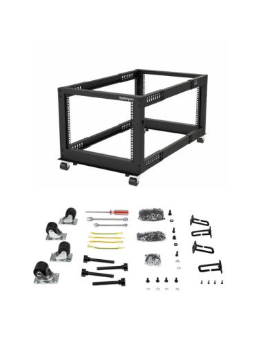 StarTech.com Rack 8U Móvil de Marco Abierto de 4 Columnas para Servidores - Rack de 19 Pulgadas para Equipo de Red e Informático